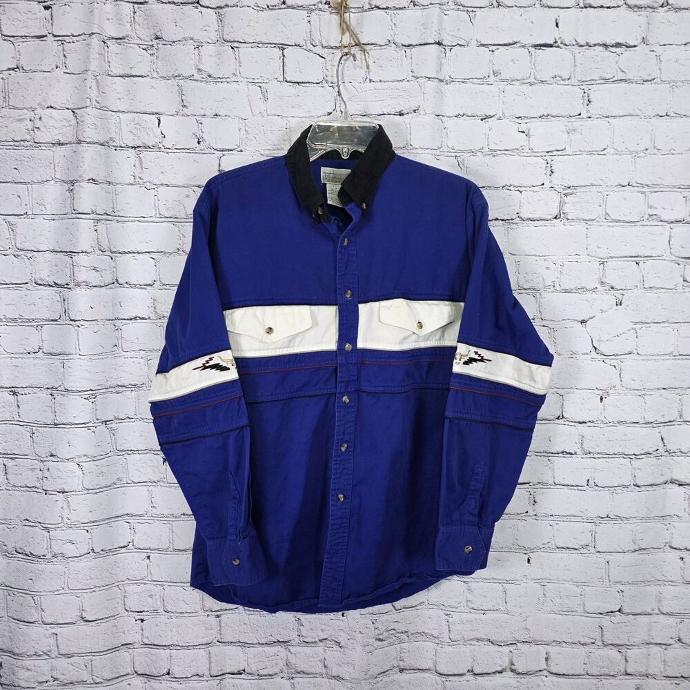 Vintage Express Rider  Men's Embroid Medium Western Long-Sleeve Button Up Shirt